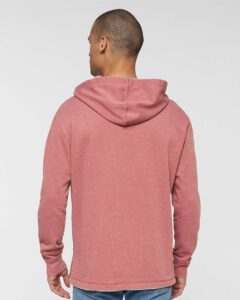 LAT 6936 Unisex Vintage Wash Hoodie Sweatshirt – Washed Rouge (on model back)