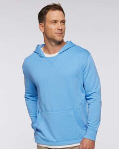 LAT 6936 Unisex Vintage Wash Hoodie Sweatshirt – Washed Tradewind (on model)