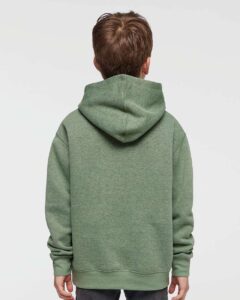 LAT 2296 Youth Hoodie Sweatshirt – Bamboo Blackout (on model back)