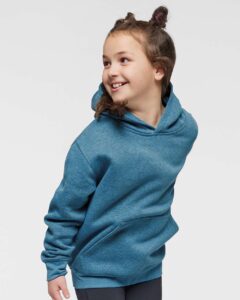LAT 2296 Youth Hoodie Sweatshirt – Bermuda Blackout (on model)