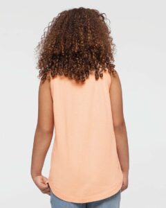 LAT 2692 Girls’ Relaxed Fine Jersey Tank – Peachy (on model back)