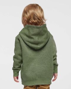 Rabbit Skins 3326 Toddler Pullover Fleece Hoodie – Bamboo Blackout (on model back)