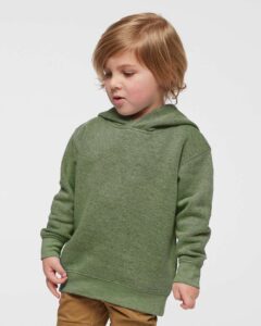 Rabbit Skins 3326 Toddler Pullover Fleece Hoodie – Bamboo Blackout (on model)
