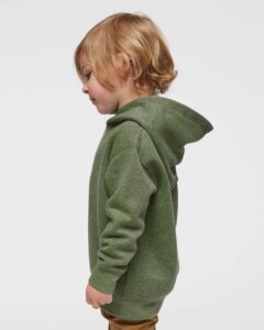 Rabbit Skins 3326 Toddler Pullover Fleece Hoodie – Bamboo Blackout (on model side)