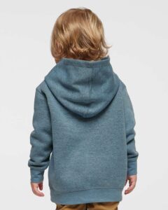 Rabbit Skins 3326 Toddler Pullover Fleece Hoodie – Bermuda Blackout (on model back)