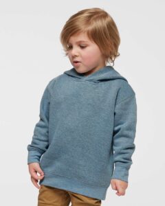 Rabbit Skins 3326 Toddler Pullover Fleece Hoodie – Bermuda Blackout (on model)