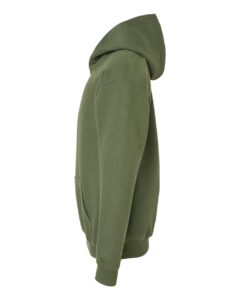 Gildan SF500B Youth Softstyle® Midweight Hooded Sweatshirt – Military Green (side)