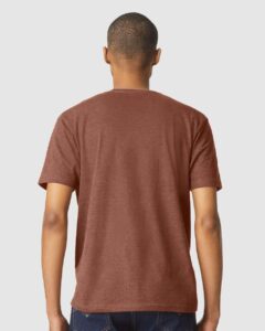 Gildan 64000CVC Unisex Softstyle® CVC T-Shirt – Cocoa Mist (on model back)