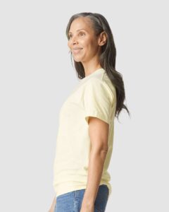 Gildan H000 Unisex Hammer™ T-Shirt – Off White (on model side)
