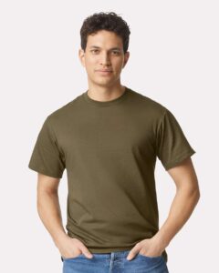 Gildan H000 Unisex Hammer™ T-Shirt – Olive (on model)
