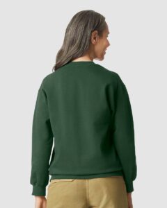 Gildan SF000 Unisex Softstyle® Midweight Crewneck Sweatshirt – Forest Green (on model back)