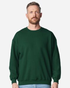 Gildan 18000 Unisex Heavy Blend™ Crewneck Sweatshirt – Fan Dark Green (on model)