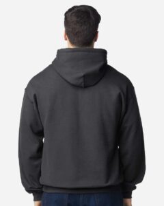 Gildan 18500 Unisex Heavy Blend™ Hooded Sweatshirt – Fan Charcoal Heather (on model back)