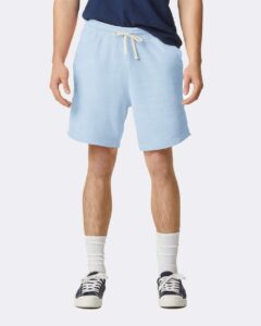 Comfort Colors 1468 Unisex Garment-Dyed Lightweight Sweat Shorts – Hydrangea (on model)
