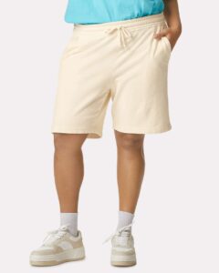 Comfort Colors 1468 Unisex Garment-Dyed Lightweight Sweat Shorts – Ivory (on model)