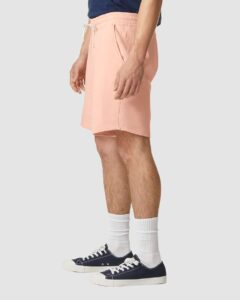 Comfort Colors 1468 Unisex Garment-Dyed Lightweight Sweat Shorts – Peachy (on model side)