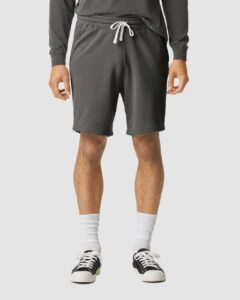 Comfort Colors 1468 Unisex Garment-Dyed Lightweight Sweat Shorts – Pepper (on model)