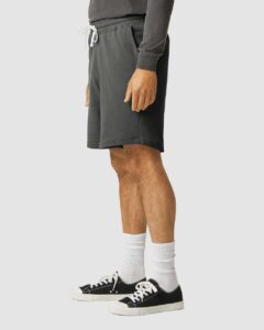 Comfort Colors 1468 Unisex Garment-Dyed Lightweight Sweat Shorts – Pepper (on model side)