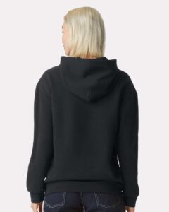 American Apparel RF498 Unisex ReFlex Fleece Hoodie Sweatshirt – Black (on model back)