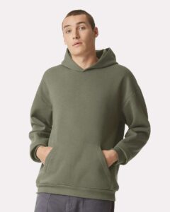 American Apparel RF498 Unisex ReFlex Fleece Hoodie Sweatshirt – Lieutenant (on model)