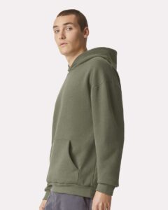 American Apparel RF498 Unisex ReFlex Fleece Hoodie Sweatshirt – Lieutenant (on model side)