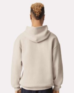 American Apparel RF498 Unisex ReFlex Fleece Hoodie Sweatshirt – Bone (on model back)