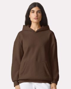 American Apparel RF498 Unisex ReFlex Fleece Hoodie Sweatshirt – Brown (on model)