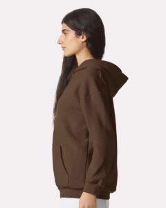 American Apparel RF498 Unisex ReFlex Fleece Hoodie Sweatshirt – Brown (on model side)