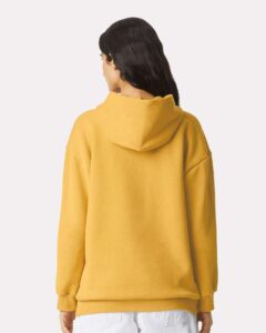 American Apparel RF498 Unisex ReFlex Fleece Hoodie Sweatshirt – Mustard (on model back)
