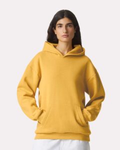 American Apparel RF498 Unisex ReFlex Fleece Hoodie Sweatshirt – Mustard (on model)