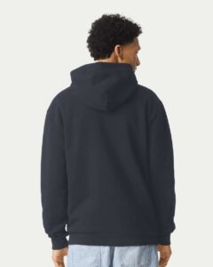 American Apparel RF497 Unisex ReFlex Fleece Full-Zip Hoodie Sweatshirt – Black (on model back)
