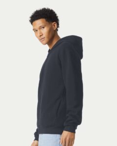 American Apparel RF497 Unisex ReFlex Fleece Full-Zip Hoodie Sweatshirt – Black (on model side)