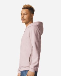 American Apparel RF497 Unisex ReFlex Fleece Full-Zip Hoodie Sweatshirt – Blush (on model side)