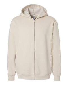 American Apparel RF497 Unisex ReFlex Fleece Full-Zip Hoodie Sweatshirt – Bone