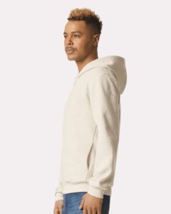 American Apparel RF497 Unisex ReFlex Fleece Full-Zip Hoodie Sweatshirt – Bone (on model side)