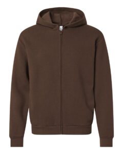 American Apparel RF497 Unisex ReFlex Fleece Full-Zip Hoodie Sweatshirt – Brown