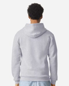 American Apparel RF497 Unisex ReFlex Fleece Full-Zip Hoodie Sweatshirt – Heather Grey (on model back)