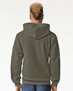 American Apparel RF497 Unisex ReFlex Fleece Full-Zip Hoodie Sweatshirt – Lieutenant (on model back)