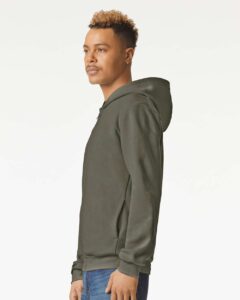 American Apparel RF497 Unisex ReFlex Fleece Full-Zip Hoodie Sweatshirt – Lieutenant (on model side)