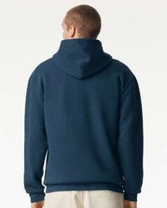 American Apparel RF497 Unisex ReFlex Fleece Full-Zip Hoodie Sweatshirt – Sea Blue (on model back)