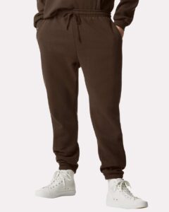 American Apparel RF491 Unisex ReFlex Fleece Sweatpants – Brown (on model)