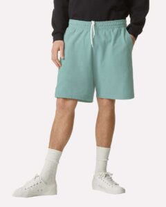 American Apparel 2PQ Unisex Pique Gym Shorts – Arctic (on model)