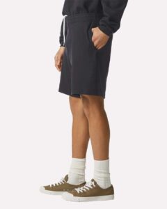 American Apparel 2PQ Unisex Pique Gym Shorts – Black (on model side)