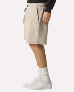American Apparel 2PQ Unisex Pique Gym Shorts – Bone (on model side)