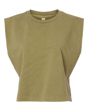 American Apparel 307GD Women’s Heavyweight Cotton Garment-Dyed Muscle Tee – Faded Army