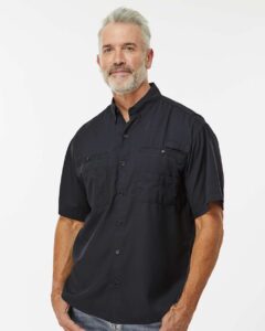 Paragon 700 Men’s Hatteras Performance Short Sleeve Fishing Shirt – Black (on model)