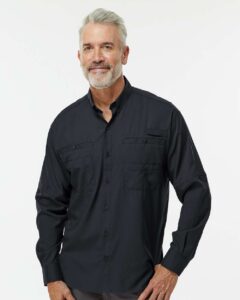 Paragon 702 Men’s Kitty Hawk Performance Fishing Shirt – Black (on model)