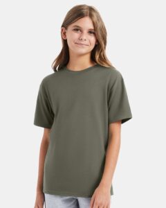Hanes 498Y Youth Perfect-T T-Shirt – Fatigue Green (on model)