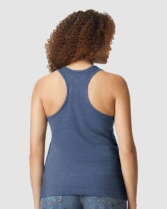Gildan 64220LCVC Women’s Softstyle® CVC Racerback Tank Top – Navy Mist (on model back)