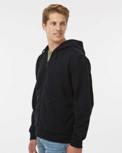 DRI DUCK 7348 Men’s Mission Full-Zip Hooded Jacket – Black (on model side)